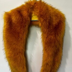 Faux Fur Collar Stole Bright Yellow Warm Unisex lined